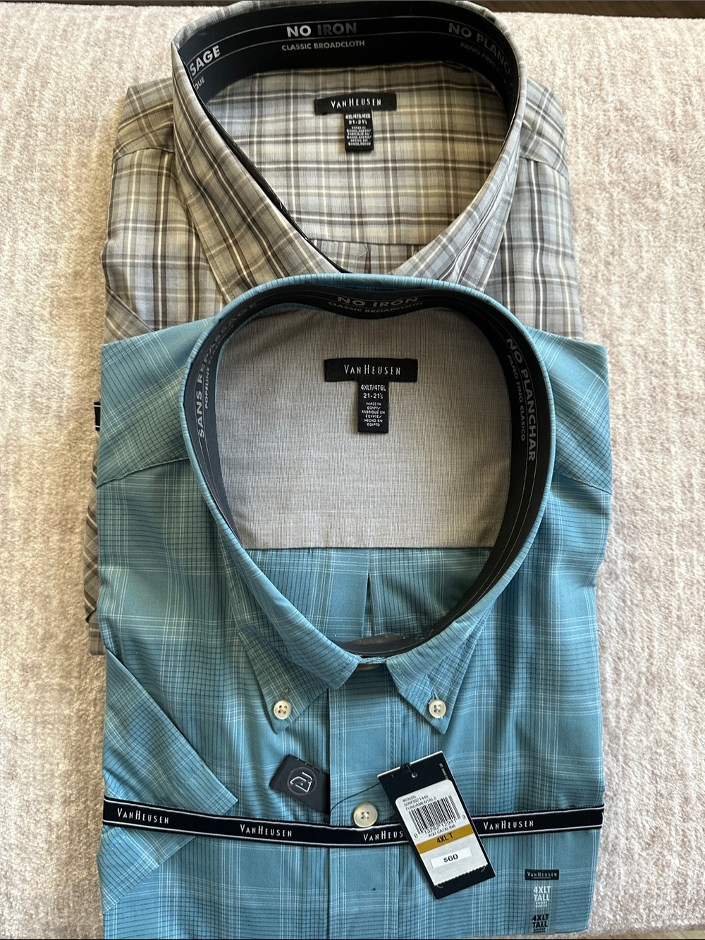Set of 2 NWT Van Heusen Men’s Button-Down Short Sleeve Shirts 4XL Big/Tall